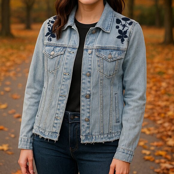 Old Navy Embroidered Denim Jacket – XS (Fall Collection) - Picture 1 of 13